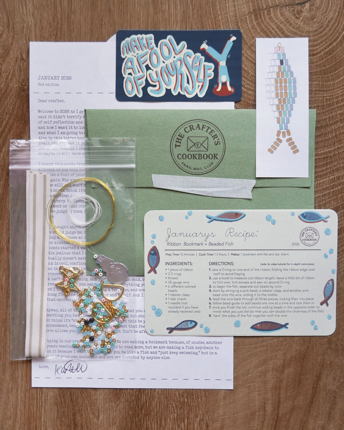 Ribbon Bookmark + Beaded Fish Keychain